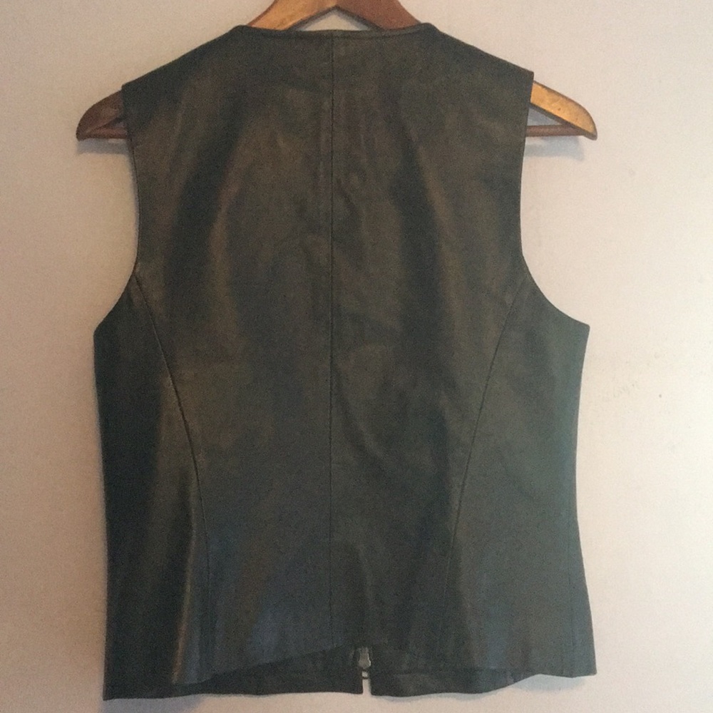 Talbots Black Leather Sleeveless Zip Vest - Picture 6 of 8